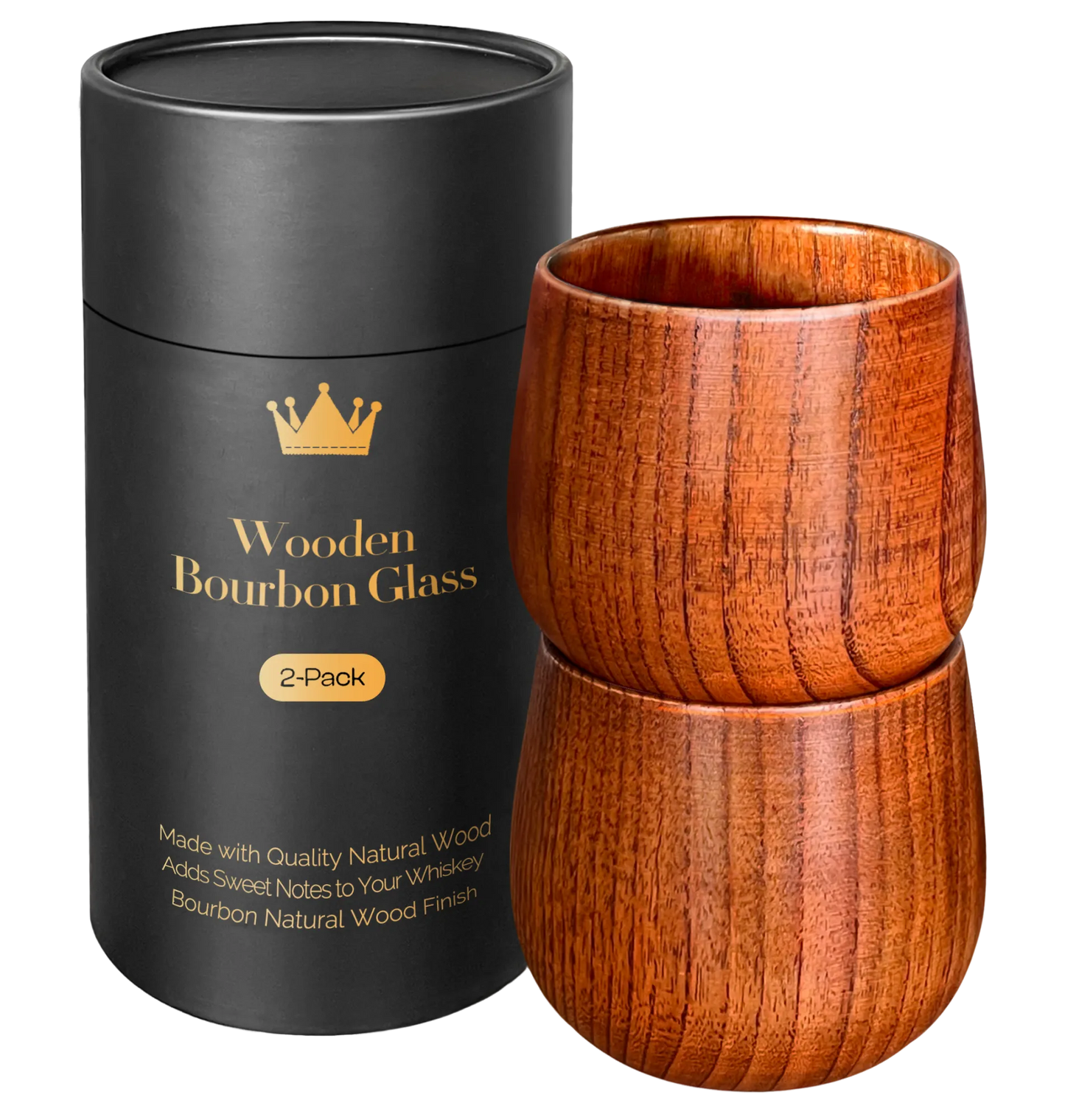 Articrafted Wooden Whiskey & Bourbon Glass (2 Pack), Gifts for Whiskey Lovers, Men, Women