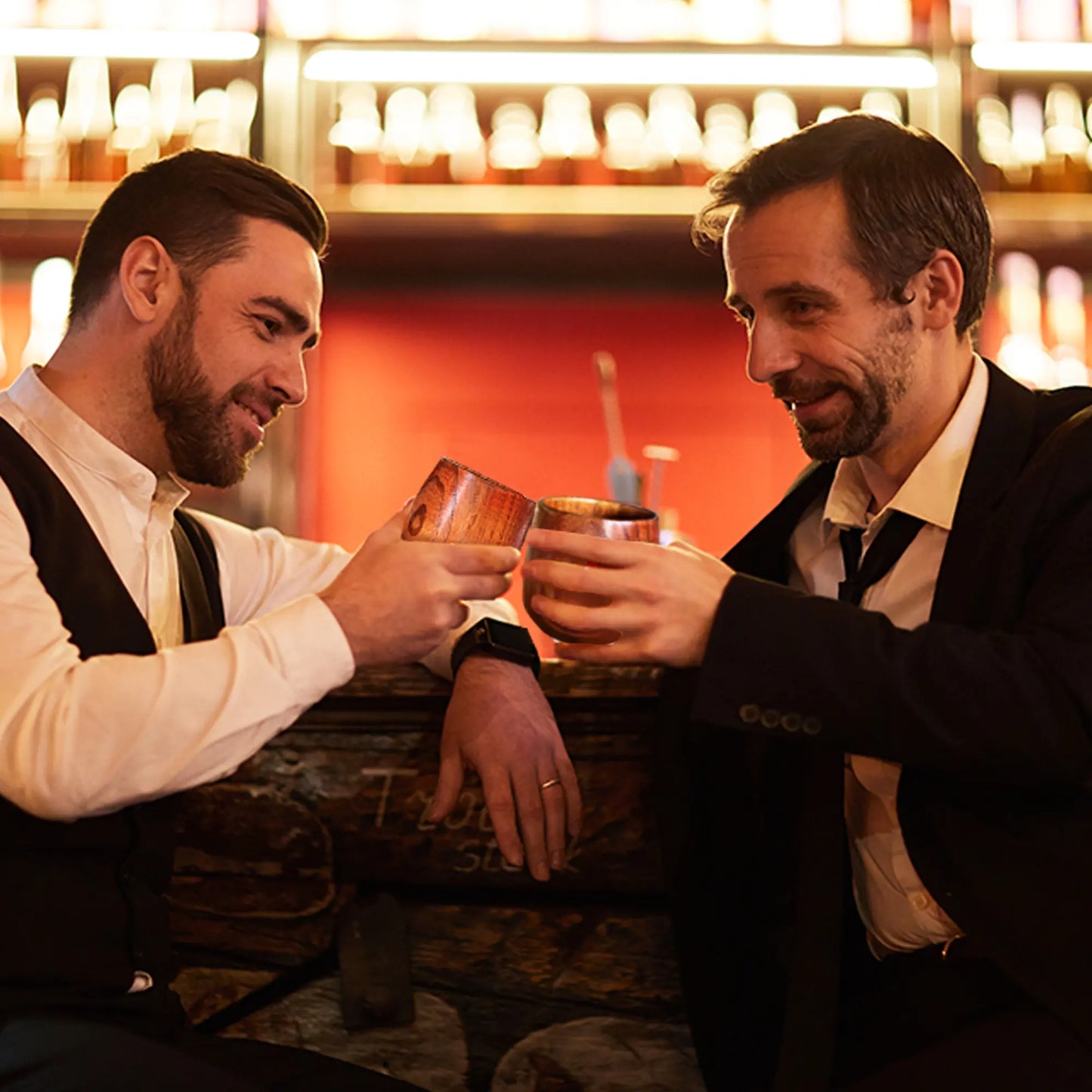 Durable wooden bourbon glass, built to last through countless whiskey nights.