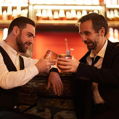 Durable wooden bourbon glass, built to last through countless whiskey nights.