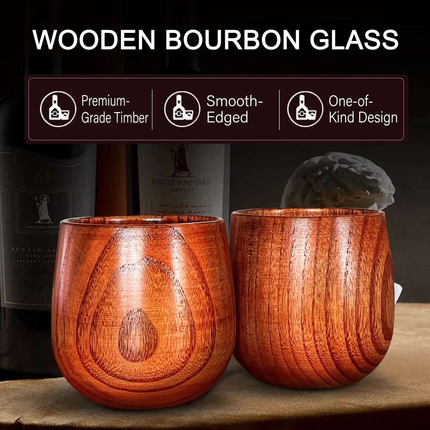 handcrafted wooden bourbon glass elevates every pour.adds natural charm to your whiskey experience.